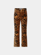 Pantaloni gialli per bambina con stampa leopardata,Mini Rodini,2413010116